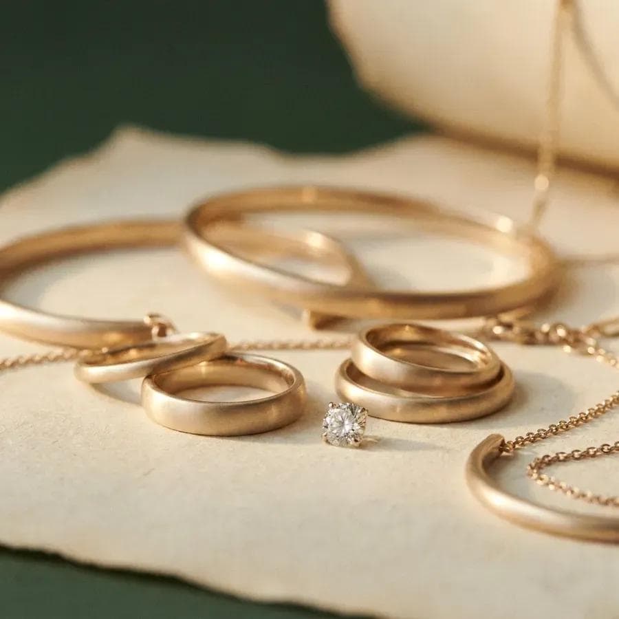 Feiner Goldschmuck mit einem losen Diamanten